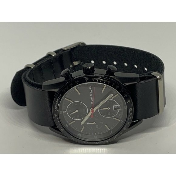 Michael Kors MK8386 Men Black Leather Analog Black main image 4